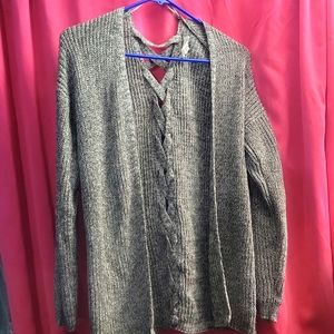 Silver/Grey Girls Cardigan with criss-cross back detail